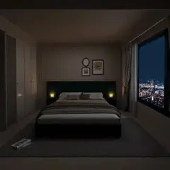 GDFStudio Kennedy Velvet Upholstered Bedroom Furniture Set with Two Floating Nightstands, Headboard