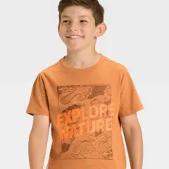 Boys' Short Sleeve Explore Nature Graphic T-Shirt - Cat & Jack&trade; Brown