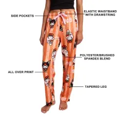 Hello Kitty Boo Halloween Costumes Women&rsquo;s Orange Striped Sleep Pajama Pants