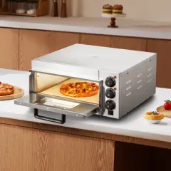 VEVOR Commercial Pizza Oven Countertop, 16" Single Deck Layer, Stainless Steel Electric Pizza Oven with Stone and Handle, Multipurpose Pizza Maker