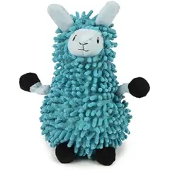 goDog Llamas Noodle Squeaky Plush Dog Toy, Chew Guard Technology - Blue, Small