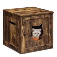 FEANDREA Cat Litter Box Furniture, Hidden Litter Box Enclosure Cabinet with Single Door, Indoor Cat House