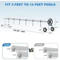 Heavy-Duty Aluminum Pool Cover Reel System for Inground Pools, Upgraded Bearings for Smooth Operation, Rust-Resistant Frame, Durable and Easy to Use