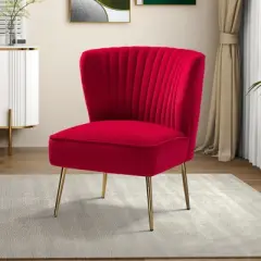 Quentin Velvet Accent Side Chair with Golden Metal Base | Karat Home