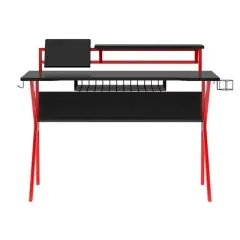 PVC Coated Ergonomic Metal Frame Gaming Desk Black/Red - The Urban Port