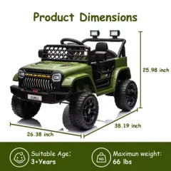 12V Ride On Car for Kids, Electric Vehicle Toddles, Battery Powered Truck Car Toy with RC, LED, Music, 4-Wheel Suspension