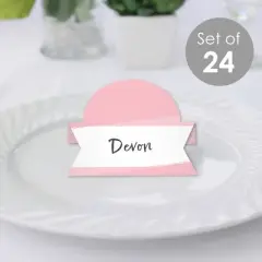 Big Dot of Happiness Pink Elegantly Simple - Guest Party Favors Tent Buffet Card - Table Setting Name Place Cards - Set of 24