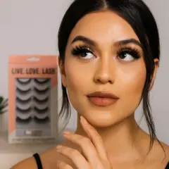 Spa Essentials 5 Pair Premium Faux Lashes with Adhesive &ndash; Reusable & Contact Lens Friendly False Eyelashes