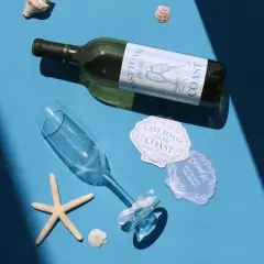 Big Dot of Happiness Last Toast on the Coast Wine Bottle Label Stickers, Beach Bachelorette Party Decor for Bridal Shower Favors - Set of 4 Stickers