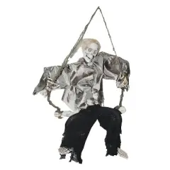 36" Animated Light-Up Kicking Reaper on Swing Halloween Decoration