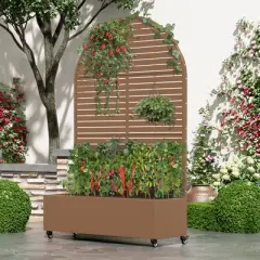 PexFix 72 in. H x 47 in. W Brown Metal Arch Wall Planter Box with Trellis for Climbing Plants