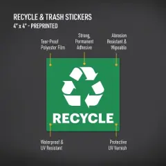 Avery Recycle and Trash Stickers, 4" x 4", Green and Black, 8 Total