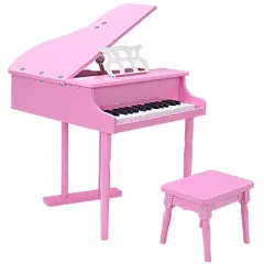 30 key Childs Toy Grand Baby Piano w/ Kids Bench Wood Pink