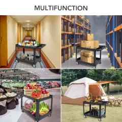 Service Cart, 500 LBS Heavy Duty 2-Shelf Rolling Utility Cart - 45''X25'' Trays, Non-Marking Wheels (Warehouse/Garage/Cleaning)