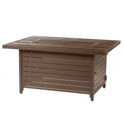 Oakland Living Aluminum Rectangle 48" x 36" 55000 BTUs Propane Wood Texture Panel Design Outdoor Patio Dining Table