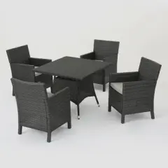 Cypress 5pc Wicker Square Dining Set - Gray - Christopher Knight Home