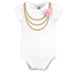 Little Treasure Baby Girl Cotton Bodysuit and Pant Set, Gold Roses
