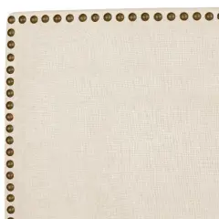 Queen Bella Nail Button Border Headboard Talc Linen/Brass - Skyline Furniture