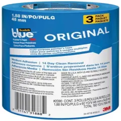 ScotchBlue 2090 Original Multi-Use Painter's Tape, 1.88 Inch x 60 Yards, Pack of 3