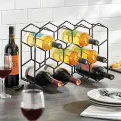 mDesign Hexagon 11 Bottle Wine Rack for Kitchen Counter or Fridge
