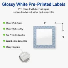 Avery Square Labels, Polka Dots Design, 3" x 3", 60ct