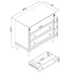 Sapphtopaz Nightstand with 2 Drawers and Open Space, Farmhouse Bedside Table with Outlets & USB Ports, Solid Wood Legs Night Stand for Bedroom