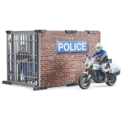 Bruder bworld Police Station Set with Police Motorcycle and Figure