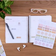 erin condren Coiled 12 Months January December 2026 Life Planner 7"x9" Earthy Geometric Waves