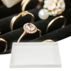 Unique Bargains PU Leather Stackable Jewelry Tray Jewelry Drawer Organizer Trays Showcase Jewelry Holder for Bracelets Earrings 1Pcs White