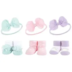 Hudson Baby Infant Girl 12Pc Headband and Socks Giftset, Purple Mint, One Size