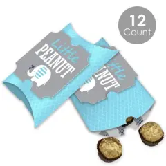 Big Dot of Happiness Blue Elephant - Favor Gift Boxes - Boy Baby Shower or Birthday Party Large Pillow Boxes - Set of 12