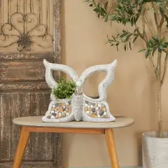 CosmoLiving by Cosmopolitan 18" Wide Traditional Butterfly Rectangular Fiberglass Planter Pot Gray