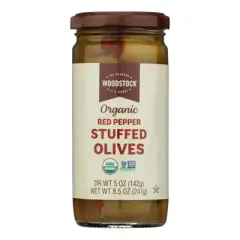 Woodstock - Organic Red Pepper Stuffed Olives - Case of 12 - 8.5 oz