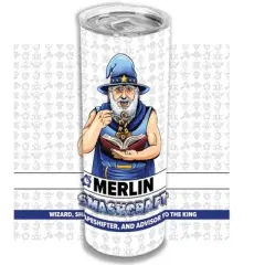 SMASHCRAFT 20 ounce Stainless Steel Double Walled Insulated Travel Tumbler Coffee Mug Cup, Merlin Comic