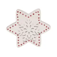 Transpac Winter White Red Gold Wood Tabletop Figurines Set of 3 Christmas Decorations 5.91H Decorative Objects