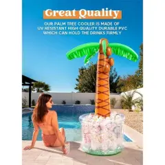 Joyfy 60" Inflatable Palm Tree Cooler, Summer Outdoor Drink  Cooler for Picnic Beach Pool, Beach Theme Party Pool Decor