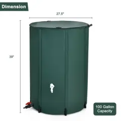 Costway 100 Gallon Portable Rain Barrel Water Collector Collapsible Tank w/Spigot Filter
