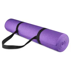 Fitvids 1/4&rdquo; High Density Thick Non Slip Workout Yoga Mat & Carry Strap, Purple