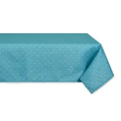 Design Imports  Storm Blue Tonal Lattice Print Outdoor Tablecloth 60X84