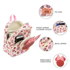 Disney Minnie Mouse Ears & Bow White 10.5" Mini PU Backpack for girls