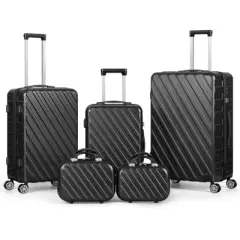 Oumilen Hardside Spinner Luggage Sets in Black, 5 Piece - TSA Lock