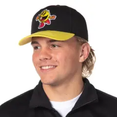 Pac-Man Hat Embroidered Classic Video Game Adjustable Precurve Snapback Hat Cap Black
