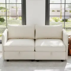 Gulches Modular Sofa Armrests Pair Solid Wood Frame, High Density Sponge, 100% Polyester Fabric, Left and Right Armrests