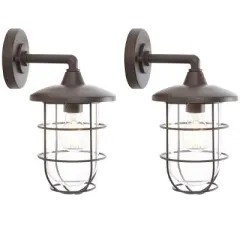 Liese 6.5" Outdoor Wall Sconce (Set of 2) - PLT7000 - Bronze - Safavieh