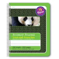 Pacon Primary Composition Book, Spiral Bound, D'Nealian/Zaner-Bloser, 5/8" x 5/16" x 5/16" Picture Story Ruled, 9-3/4" x 7-1/2", 100 Sheets, Pack of 6