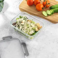 JoyJolt Food Meal Prep Food Storage Containers with Lids - Set of 5 - Grey