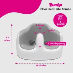 Bumbo Infant Baby Sit up Floor Seat LITE with Cushioned Seat and Safety Strap, Age 6 -12 Months, Perfect Baby Shower Gift, Cool Grey