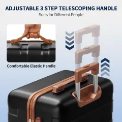 SUGIFT 3pc Hardside Checked Spinner Luggage Set with TSA Lock 360&deg; Spinner Wheels and Durable Shell