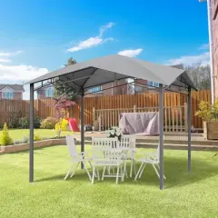 Outsunny 10' x 10' Soft Top Patio Gazebo Outdoor Canopy with Unique Geometric Design, Steel Frame, & Weather Roof
