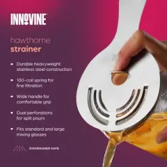 Innovine Heavyweight Hawthorne Strainer, Stainless Steel Cocktail Strainers, Fits Standard and Large Mixing Glasses, Home Bar Accessories, Set of 1